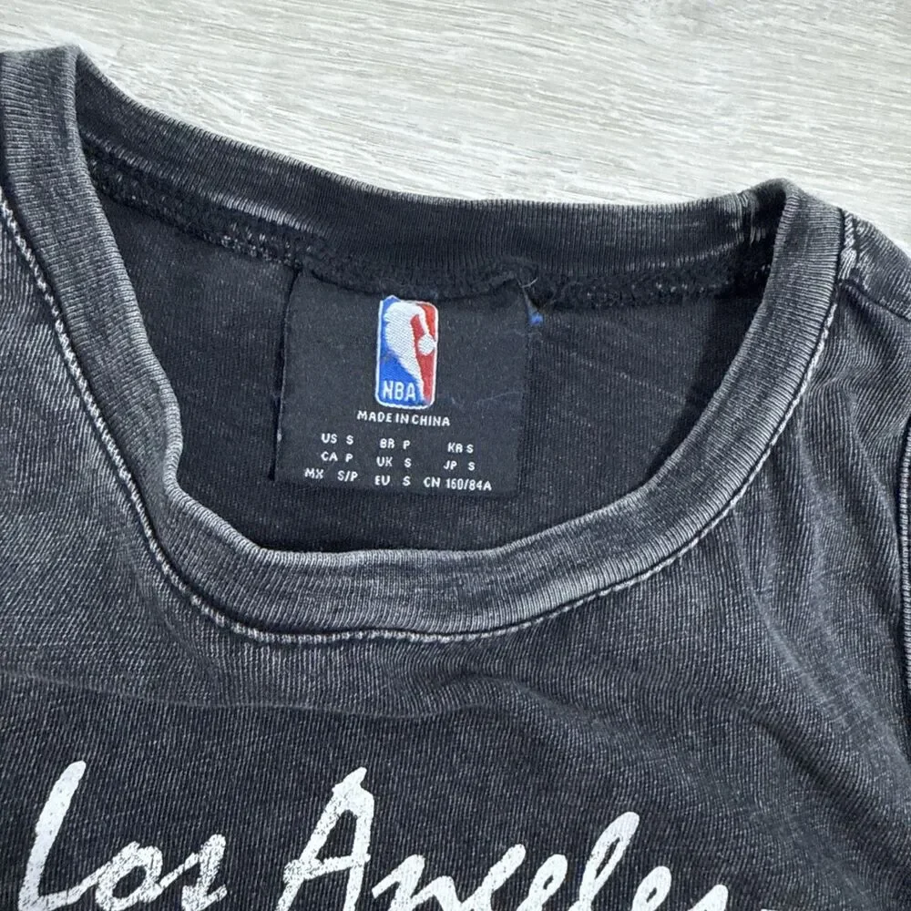 Los Angeles Lakers Shirt Women's Tank Bodysuit Black Acid Wash NBA Size Small